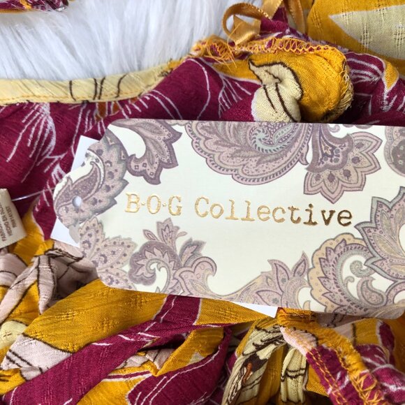 Bo.G Collective Floral Maxi Dress Spaghetti Strap‎ Yellow & Fuchsia Size Medium - Picture 4 of 12